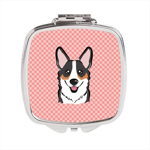 Carolines Treasures Checkerboard Pink Corgi Compact Mirror- 2.75 x 3 x .3 In. BB1255SCM